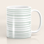 Natural Stripes Modern Minimalist Pattern in Light Sage Mint Green Coffee Mug Gallery Image 1