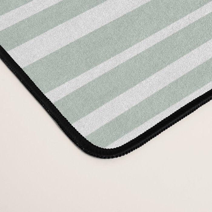 Natural Stripes Modern Minimalist Pattern in Light Sage Mint Green Desk Mat Gallery Image 4