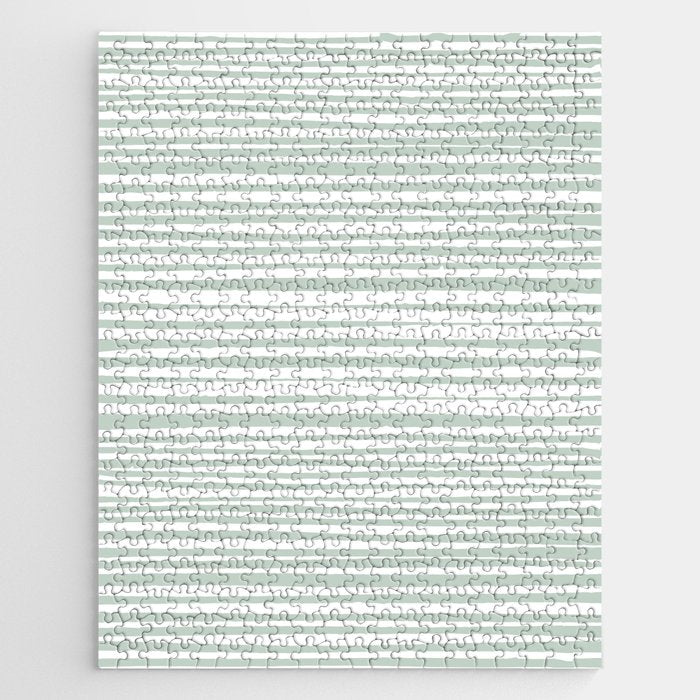 Natural Stripes Modern Minimalist Pattern in Light Sage Mint Green Jigsaw Puzzle Gallery Image 1