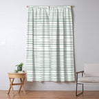 Natural Stripes Modern Minimalist Pattern in Light Sage Mint Green Window Curtain Gallery Image 5