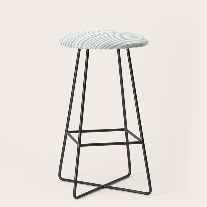 Natural Stripes Modern Minimalist Pattern in Light Sage Mint Green Stool Gallery Image 1
