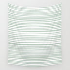 Natural Stripes Modern Minimalist Pattern in Light Sage Mint Green Wall Tapestry Gallery Image 4