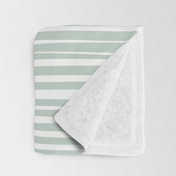Natural Stripes Modern Minimalist Pattern in Light Sage Mint Green Throw Blanket Gallery Image 3