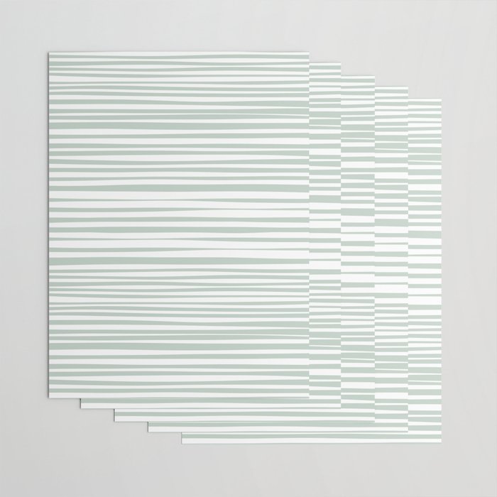 Natural Stripes Modern Minimalist Pattern in Light Sage Mint Green Wrapping Paper Gallery Image 3
