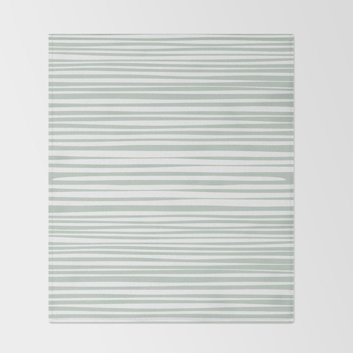 Natural Stripes Modern Minimalist Pattern in Light Sage Mint Green Throw Blanket Gallery Image 2