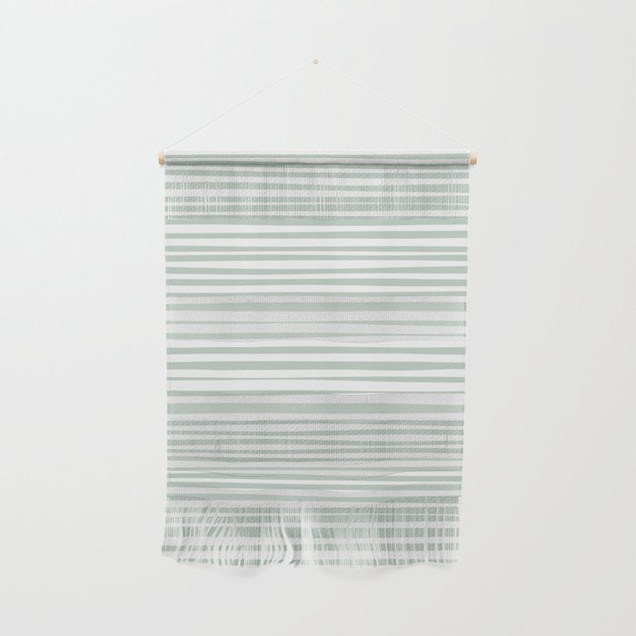 Natural Stripes Modern Minimalist Pattern in Light Sage Mint Green Wall Hanging Gallery Image 1