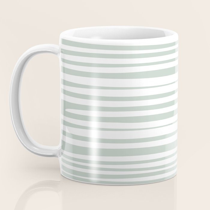 Natural Stripes Modern Minimalist Pattern in Light Sage Mint Green Coffee Mug Gallery Image 3