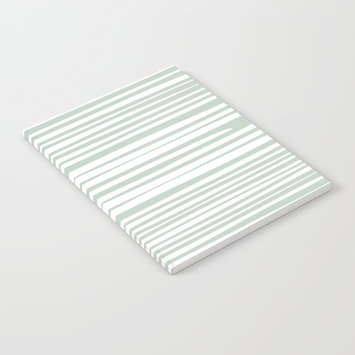 Natural Stripes Modern Minimalist Pattern in Light Sage Mint Green Notebook Gallery Image 2