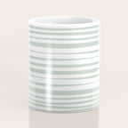 Natural Stripes Modern Minimalist Pattern in Light Sage Mint Green Coffee Mug Gallery Image 4