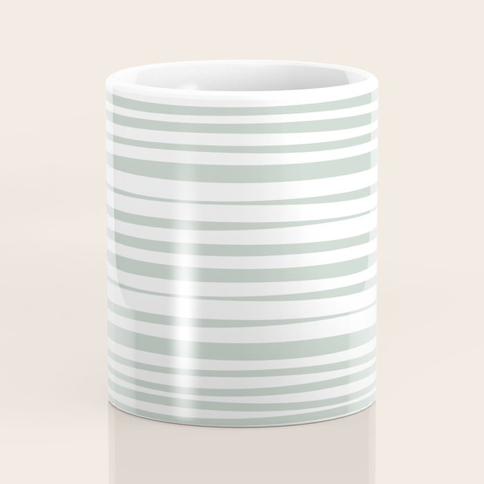 Natural Stripes Modern Minimalist Pattern in Light Sage Mint Green Coffee Mug Gallery Image 4