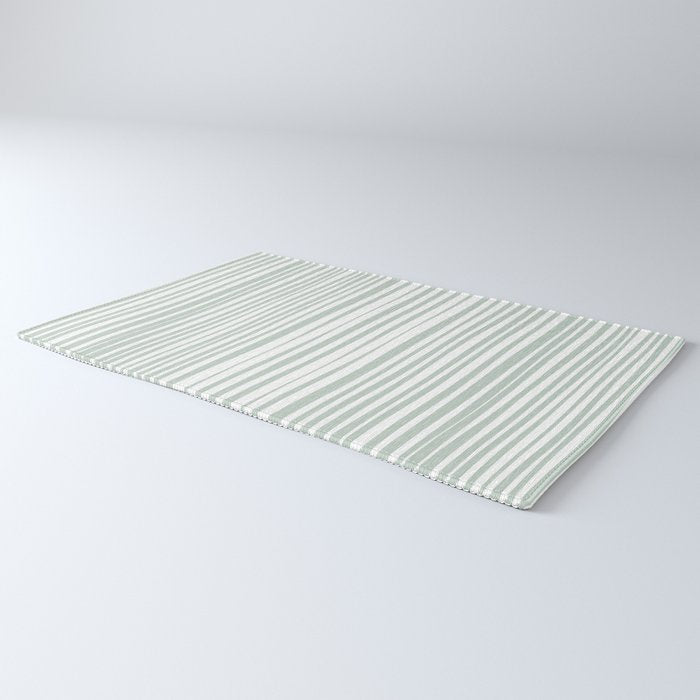 Natural Stripes Modern Minimalist Pattern in Light Sage Mint Green Rug Gallery Image 3