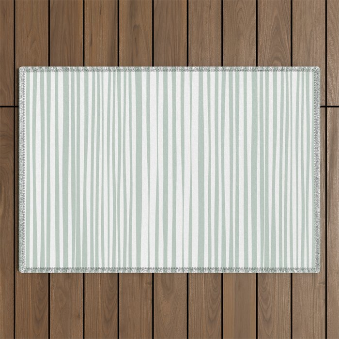 Natural Stripes Modern Minimalist Pattern in Light Sage Mint Green Outdoor Rug Gallery Image 1