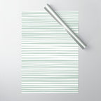 Natural Stripes Modern Minimalist Pattern in Light Sage Mint Green Wrapping Paper Gallery Image 1