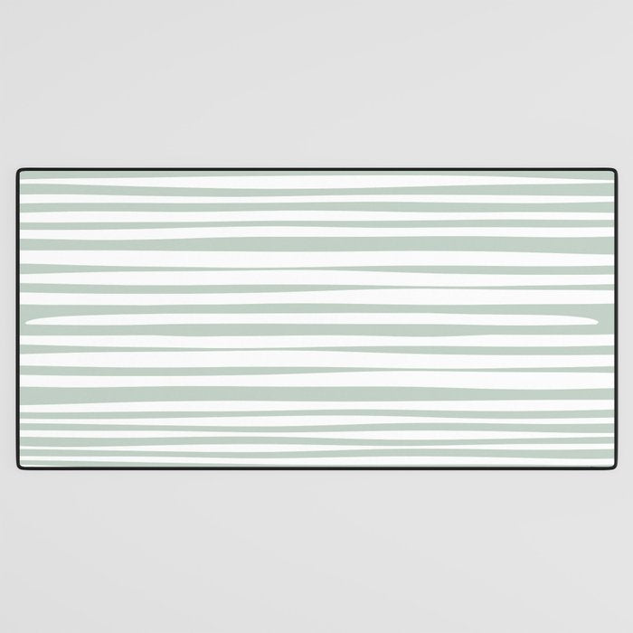Natural Stripes Modern Minimalist Pattern in Light Sage Mint Green Desk Mat Gallery Image 3