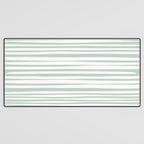 Natural Stripes Modern Minimalist Pattern in Light Sage Mint Green Desk Mat Gallery Image 3