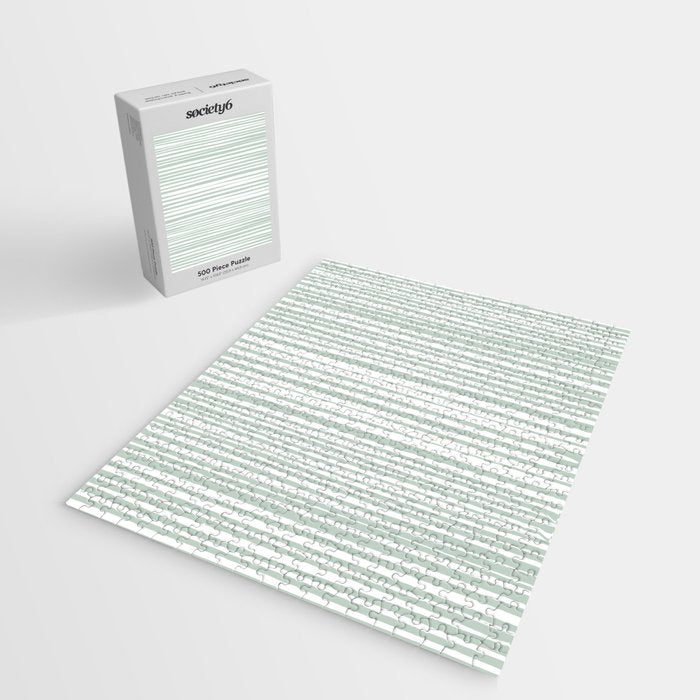 Natural Stripes Modern Minimalist Pattern in Light Sage Mint Green Jigsaw Puzzle Gallery Image 2