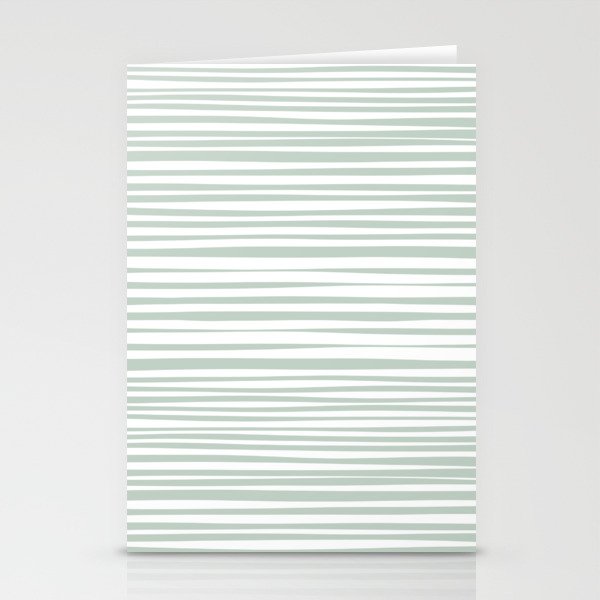 Natural Stripes Modern Minimalist Pattern in Light Sage Mint Green Stationery Card Gallery Image 2