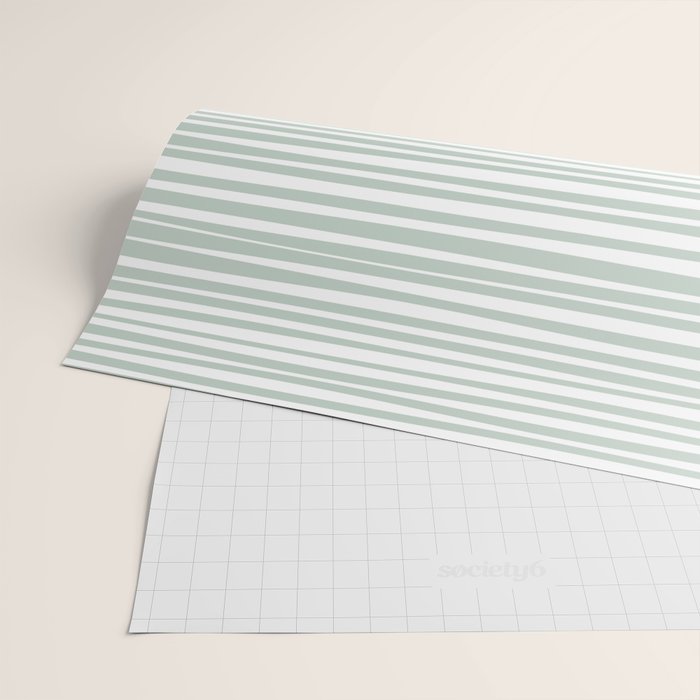 Natural Stripes Modern Minimalist Pattern in Light Sage Mint Green Wrapping Paper Gallery Image 2