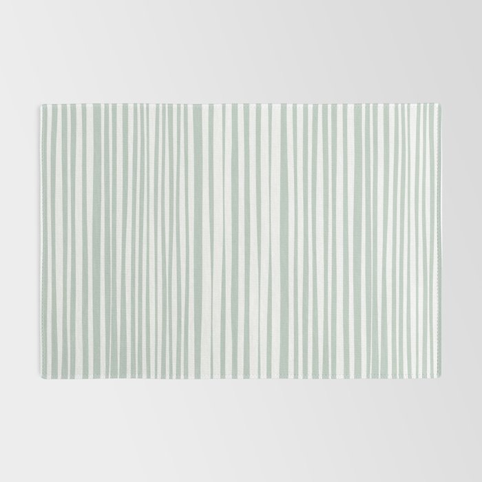 Natural Stripes Modern Minimalist Pattern in Light Sage Mint Green Rug Gallery Image 2
