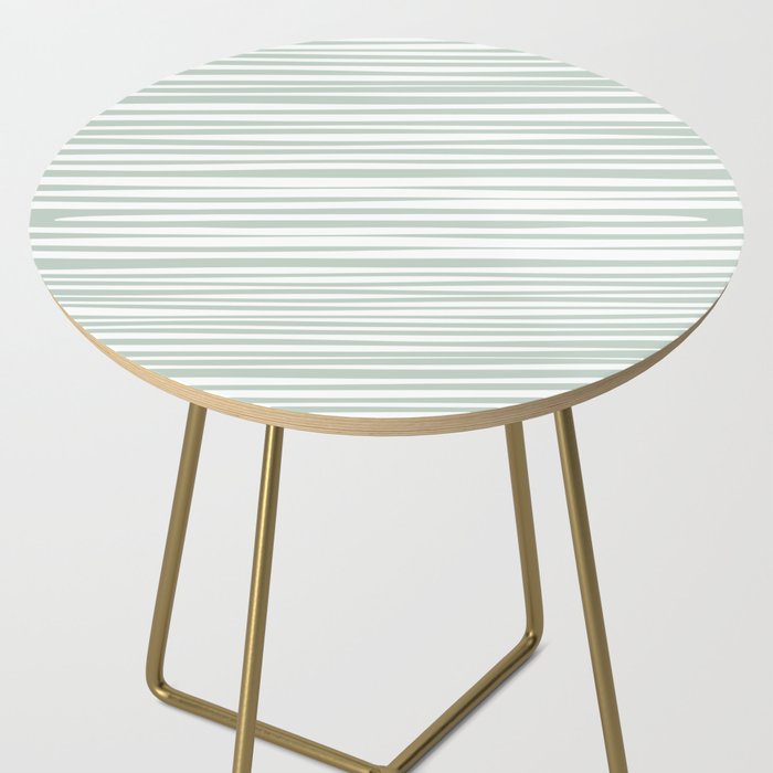 Natural Stripes Modern Minimalist Pattern in Light Sage Mint Green Side Table Gallery Image 2