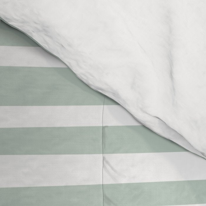 Natural Stripes Modern Minimalist Pattern in Light Sage Mint Green Comforter Gallery Image 4