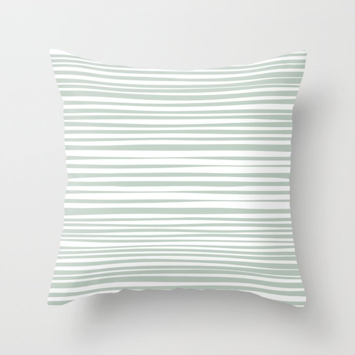 Natural Stripes Modern Minimalist Pattern in Light Sage Mint Green Throw Pillow Gallery Image 1
