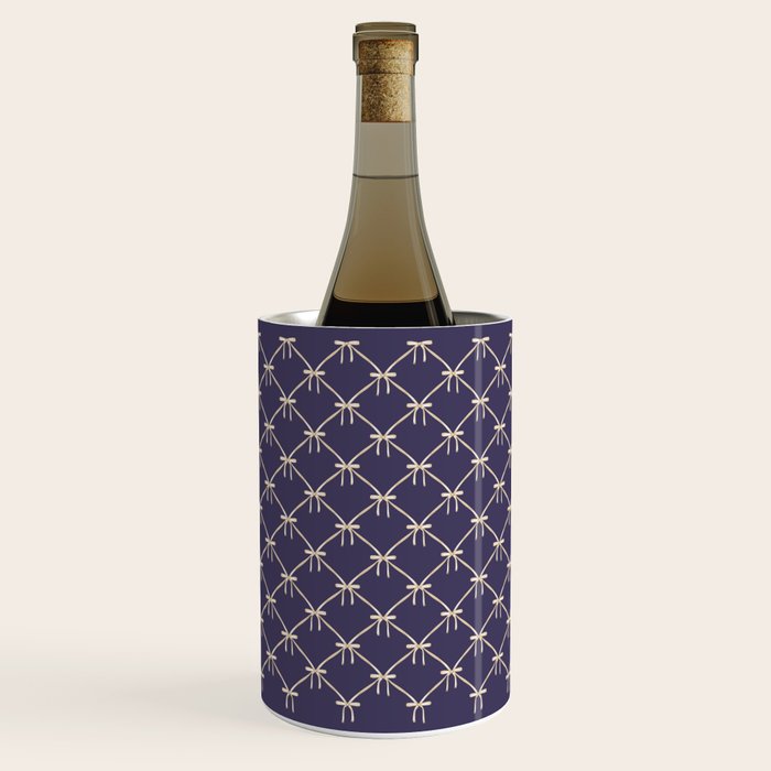 Bows & Ribbons Pattern XXXII Dark Lavender Purple Wine Chiller Gallery Image 1