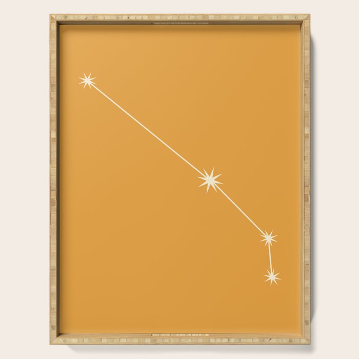 Aries Zodiac Star Constellation Line Art Peach Orange Serving Tray Gallery Image 1