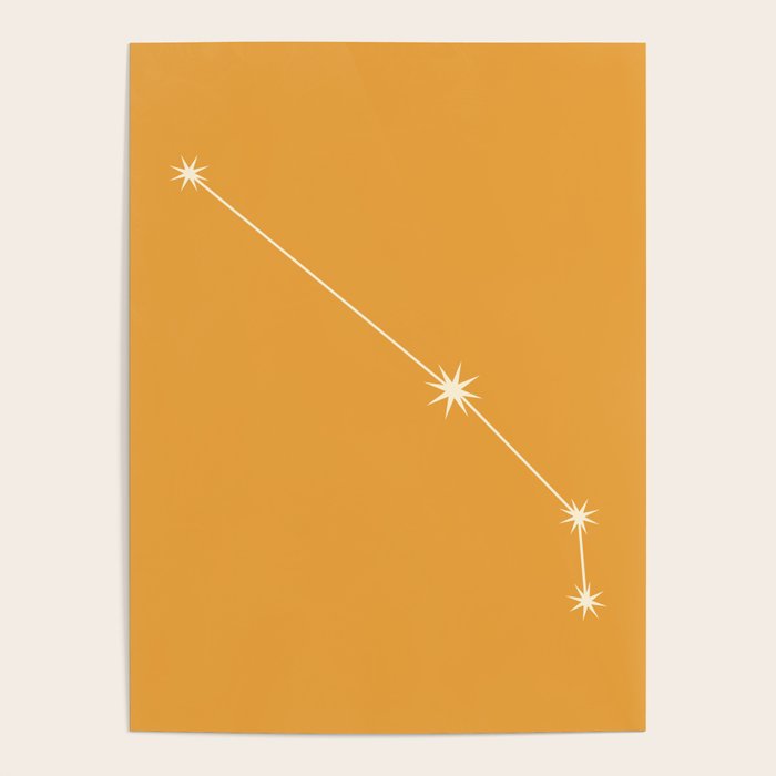 Aries Zodiac Star Constellation Line Art Peach Orange Poster Gallery Image 4