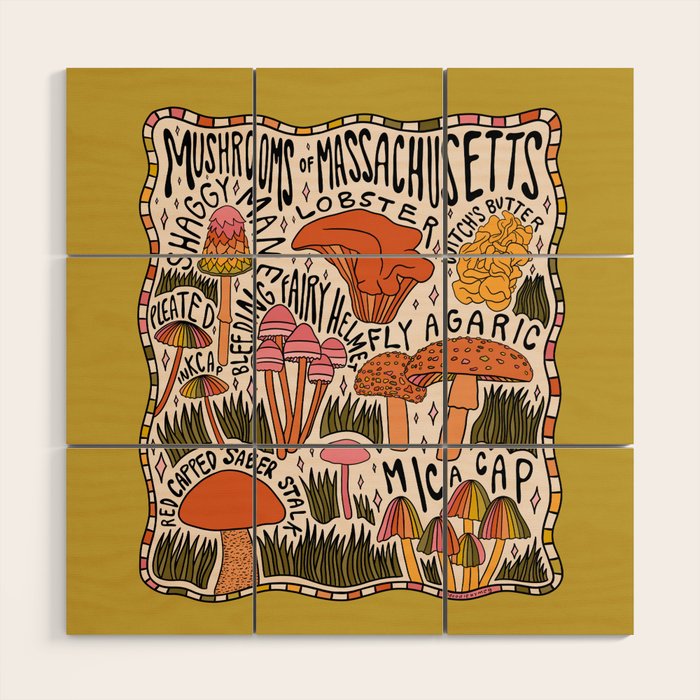 Mushrooms of Massachusetts Wood Wall Art Gallery Image 1