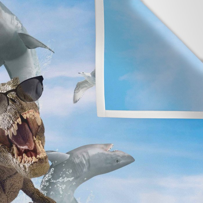 Dinosaur Riding Sharks Wall Tapestry Gallery Image 3