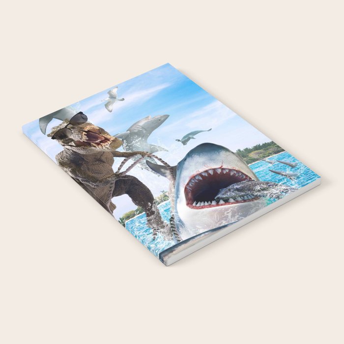Dinosaur Riding Sharks Notebook Gallery Image 1
