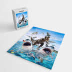 Dinosaur Riding Sharks Jigsaw Puzzle Gallery Image 2