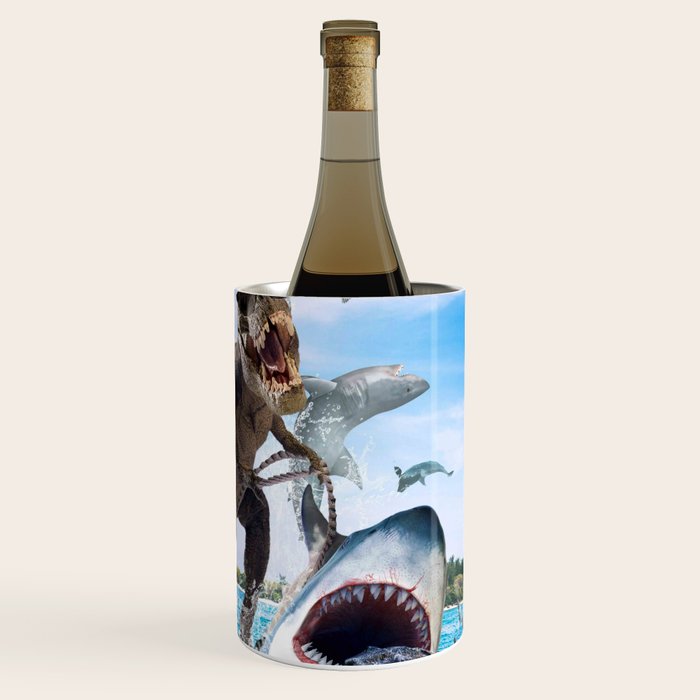 Dinosaur Riding Sharks Wine Chiller Gallery Image 3