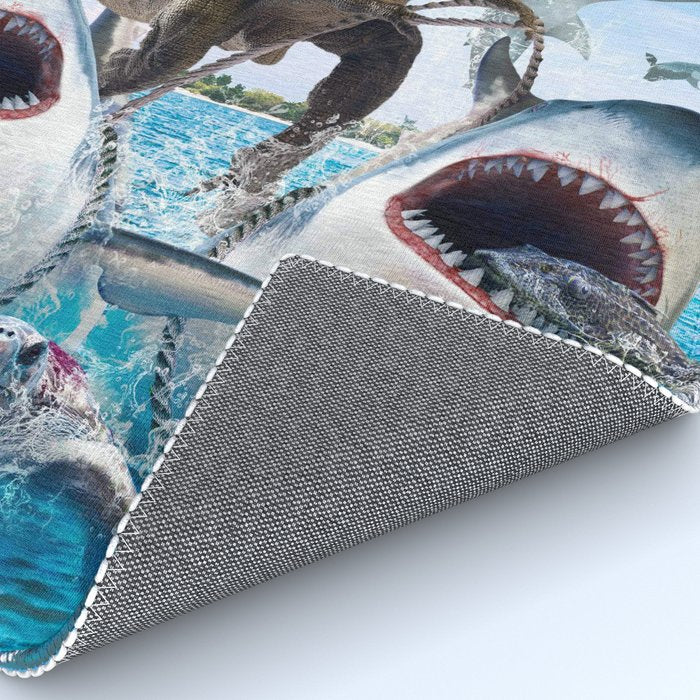 Dinosaur Riding Sharks Rug Gallery Image 4