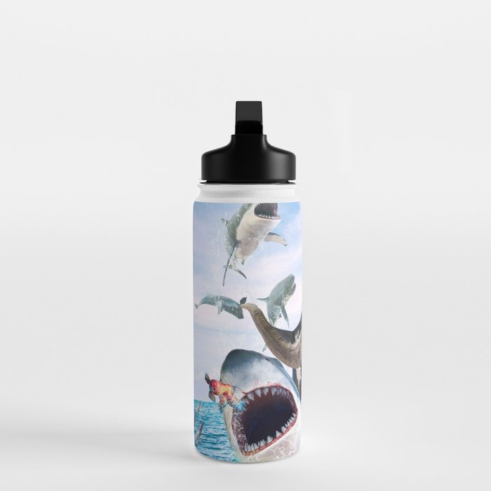 Dinosaur Riding Sharks Water Bottle Gallery Image 3