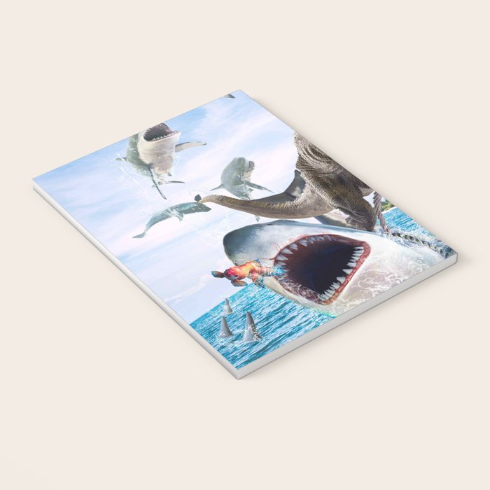 Dinosaur Riding Sharks Notebook Gallery Image 3