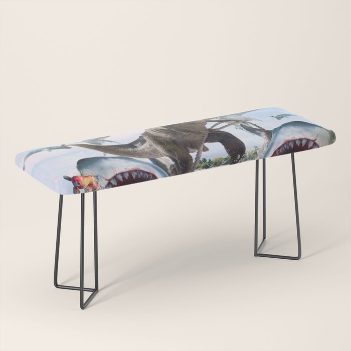Dinosaur Riding Sharks Bench Gallery Image 1