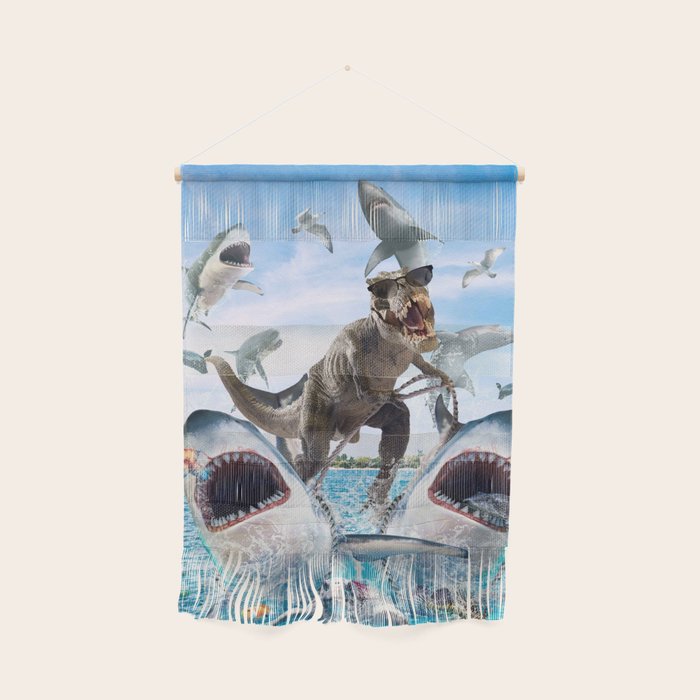 Dinosaur Riding Sharks Wall Hanging Gallery Image 1
