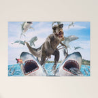 Dinosaur Riding Sharks Welcome Mat Gallery Image 1