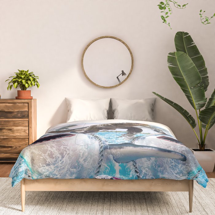 Dinosaur Riding Sharks Comforter Gallery Image 3