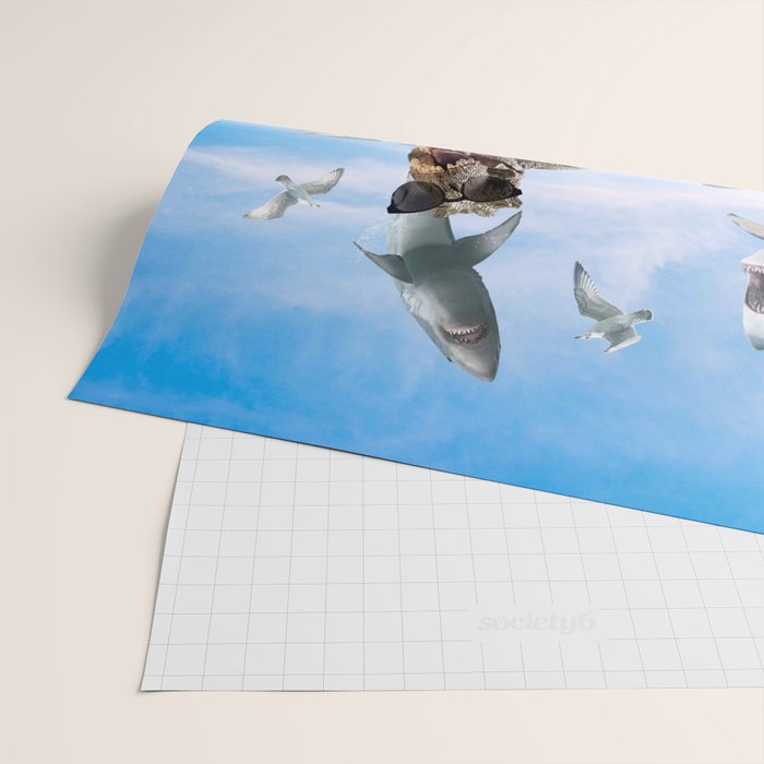 Dinosaur Riding Sharks Wrapping Paper Gallery Image 2