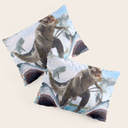 Dinosaur Riding Sharks Pillow Sham Gallery Image 3