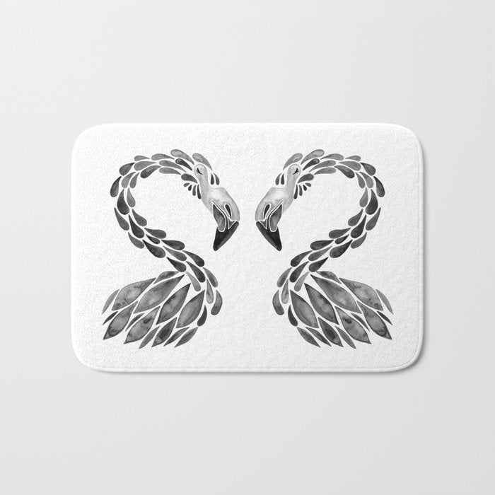 Miami Flamingo - Black Ink Bath Mat Gallery Image 1