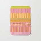 Spring Patchwork Whimsical Finnish Stripe Pattern Pink Orange Lime Bath Mat Gallery Image 1