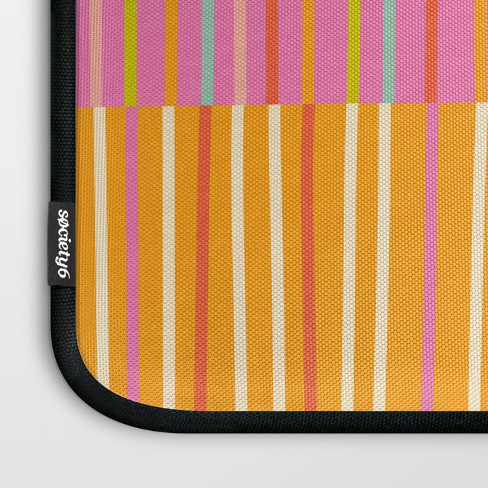 Spring Patchwork Whimsical Finnish Stripe Pattern Pink Orange Lime Laptop Sleeve Gallery Image 3
