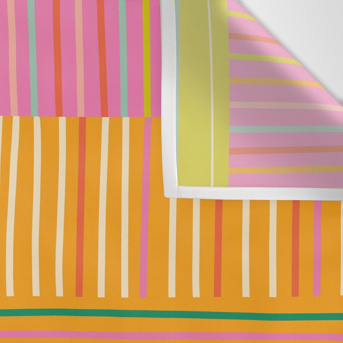 Spring Patchwork Whimsical Finnish Stripe Pattern Pink Orange Lime Wall Tapestry Gallery Image 3