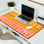 Spring Patchwork Whimsical Finnish Stripe Pattern Pink Orange Lime Desk Mat Gallery Image 2