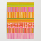 Spring Patchwork Whimsical Finnish Stripe Pattern Pink Orange Lime Poster Gallery Image 4