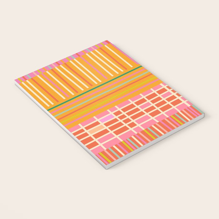 Spring Patchwork Whimsical Finnish Stripe Pattern Pink Orange Lime Notebook Gallery Image 3
